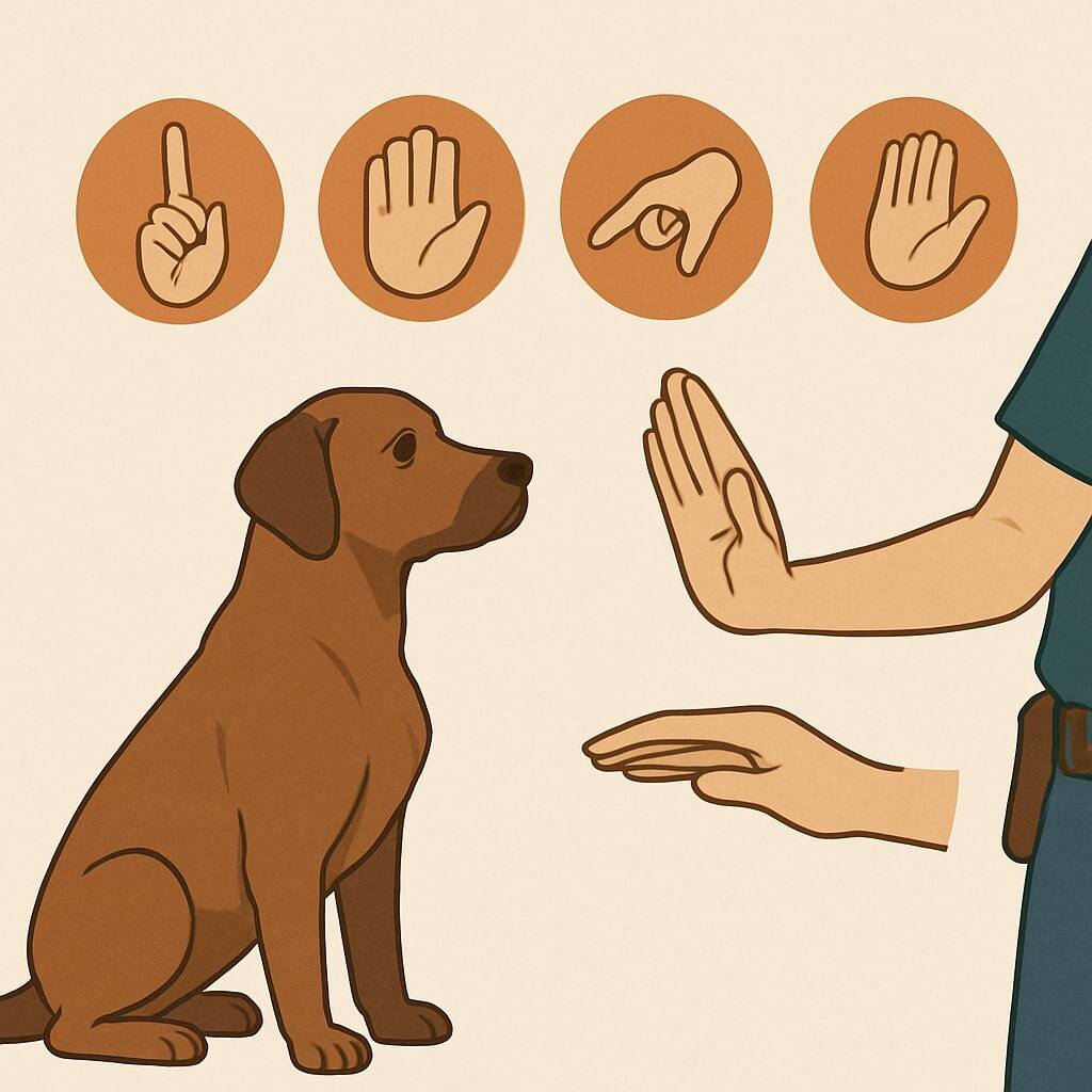 Hund mit verschiedenen Handzeichen trainieren